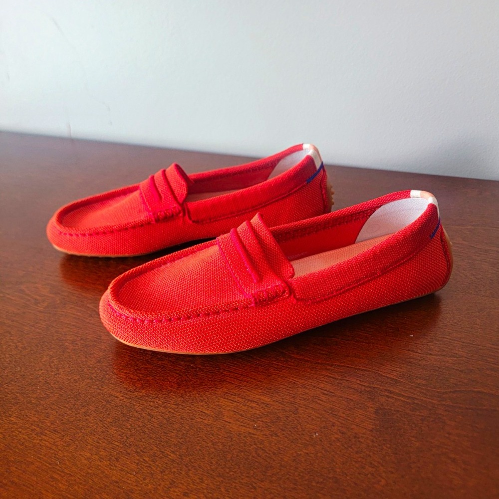 Rothy's Women's The Driver Red Clementine Knit Loafer Flats Slip-On Washable 7